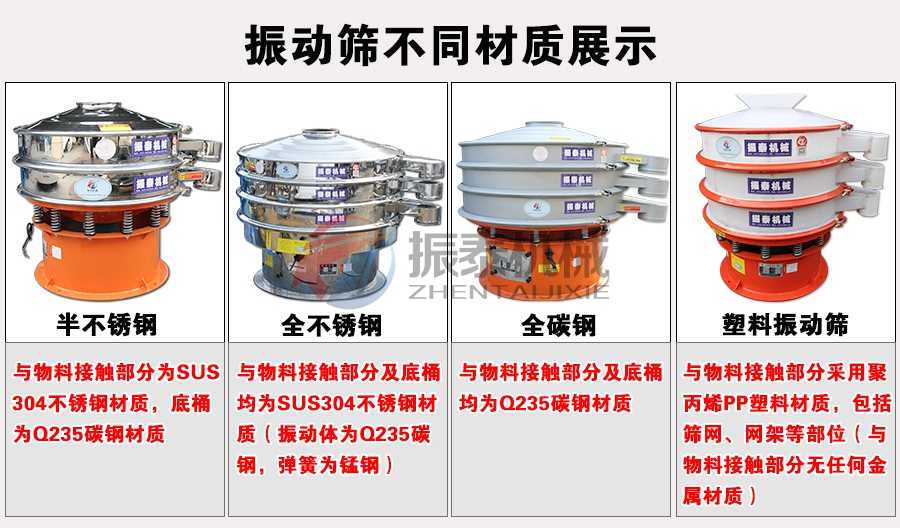 樹脂粉振動篩不同材質(zhì)展示